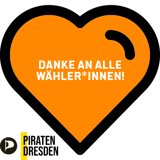 Ein orangenes Herz, in der Mitte steht in weiß "Danke an alle Wähler*innen!".